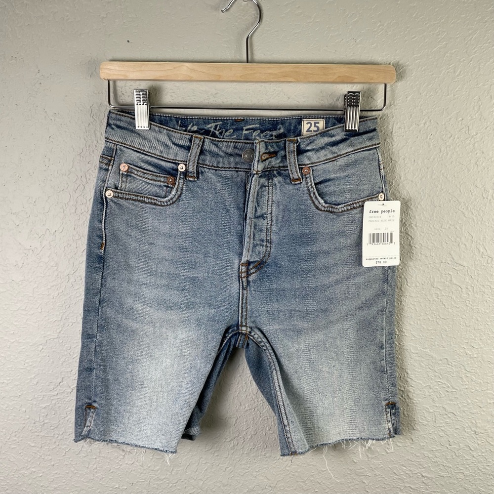We The Free‎ Button Fly Cut Off Jean Shorts Blue 25 NWT